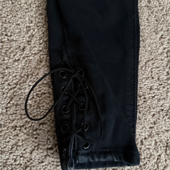 Vanilla Star Jeans Women Size 3 Junior Black Skinny Stretchy Lace Ankle Pants - Picture 8 of 13